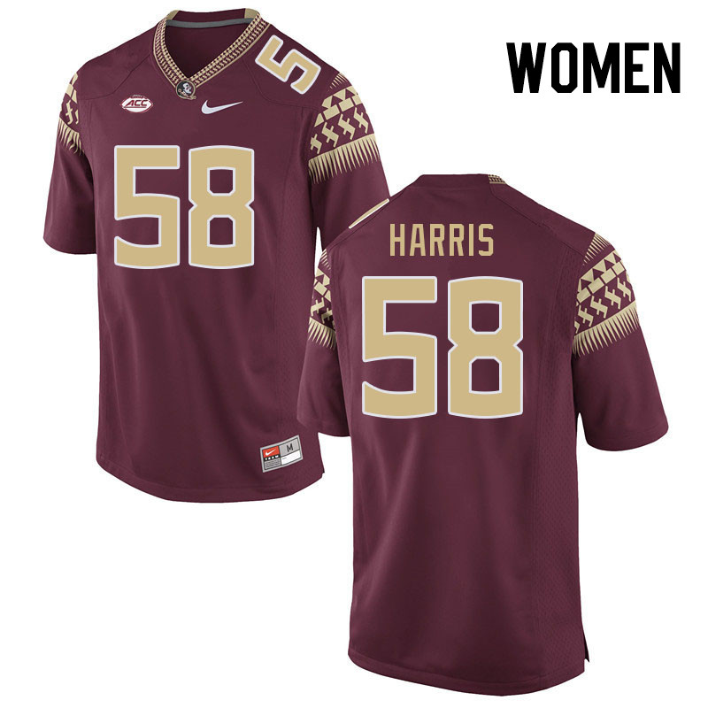 Women #58 Bless Harris Florida State Seminoles College Football Jerseys Stitched-Garnet - Click Image to Close